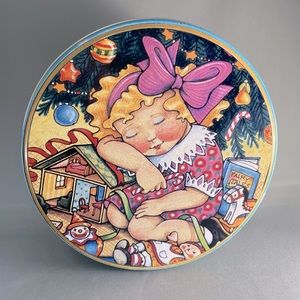 Vintage Mary Engelbreit Round Christmas Tin 1986